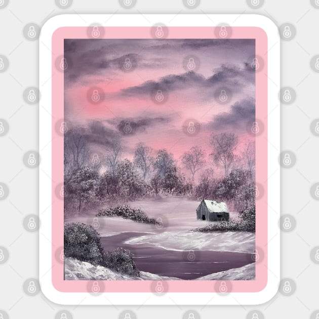 Pink Winter Painting Sticker by J&S mason